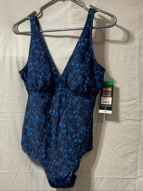 Roots Blue Patterned One-Piece Swimsuit